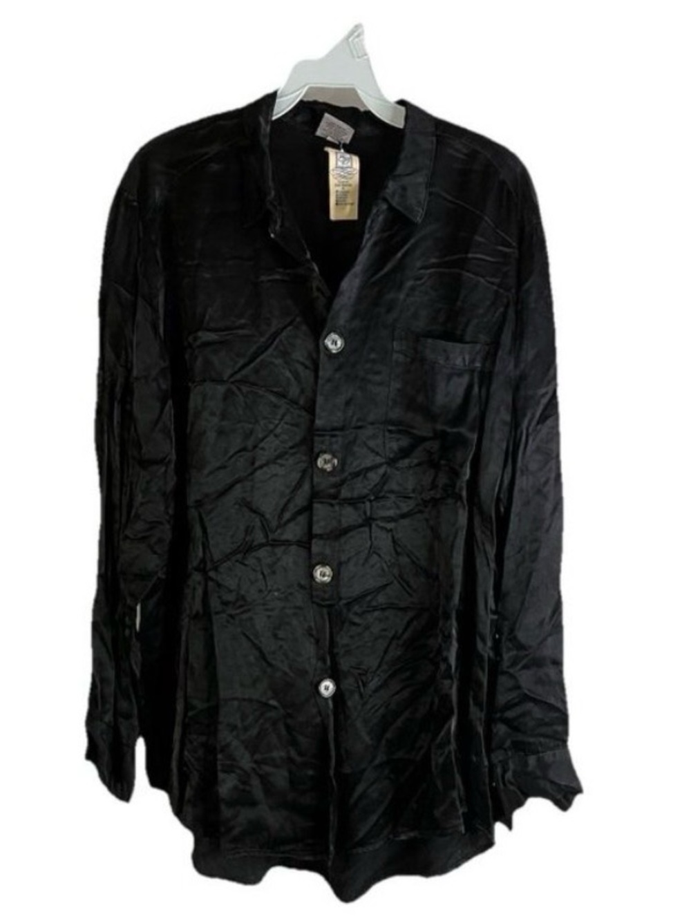 CP Shades Satin Oversized Button Tunic Shirt   Black. New with tag. Small